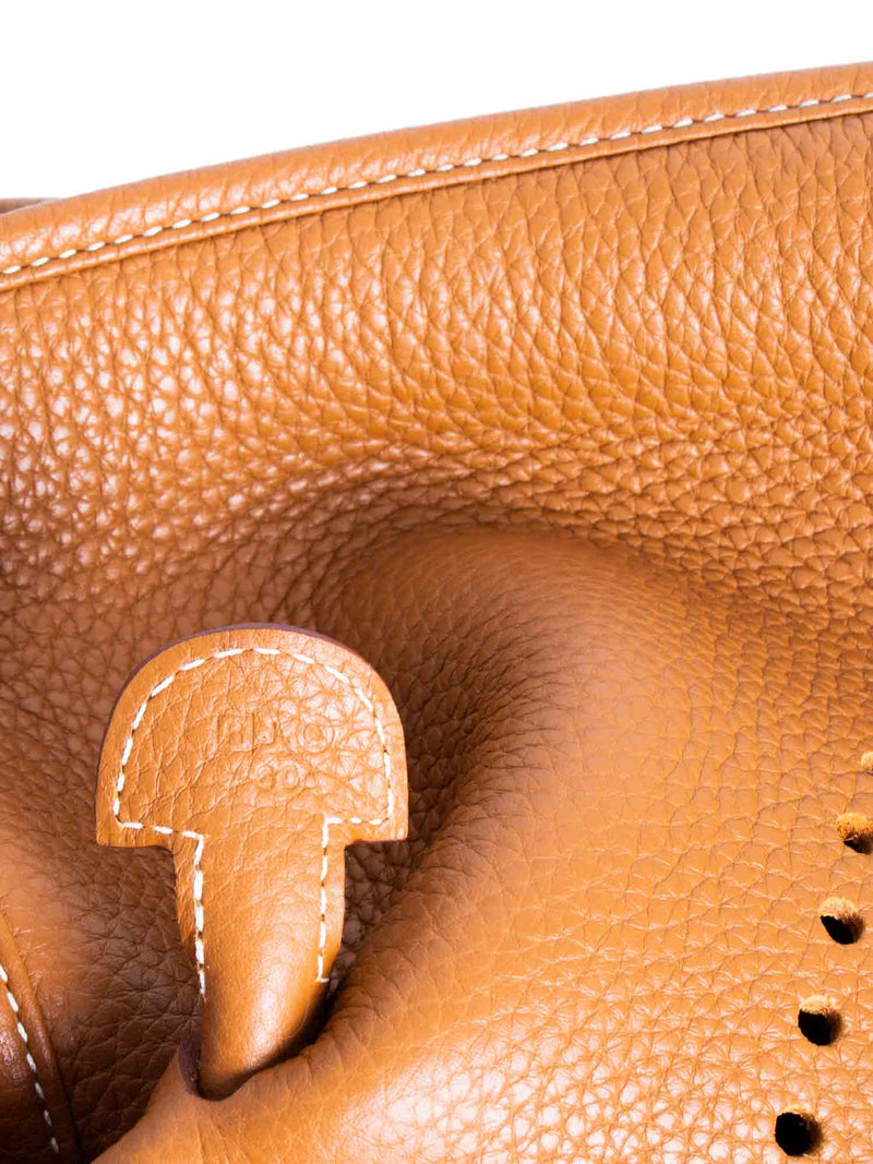 Hermes Clemence Leather Evelyne III MM Messenger Bag Gold Brown-designer resale