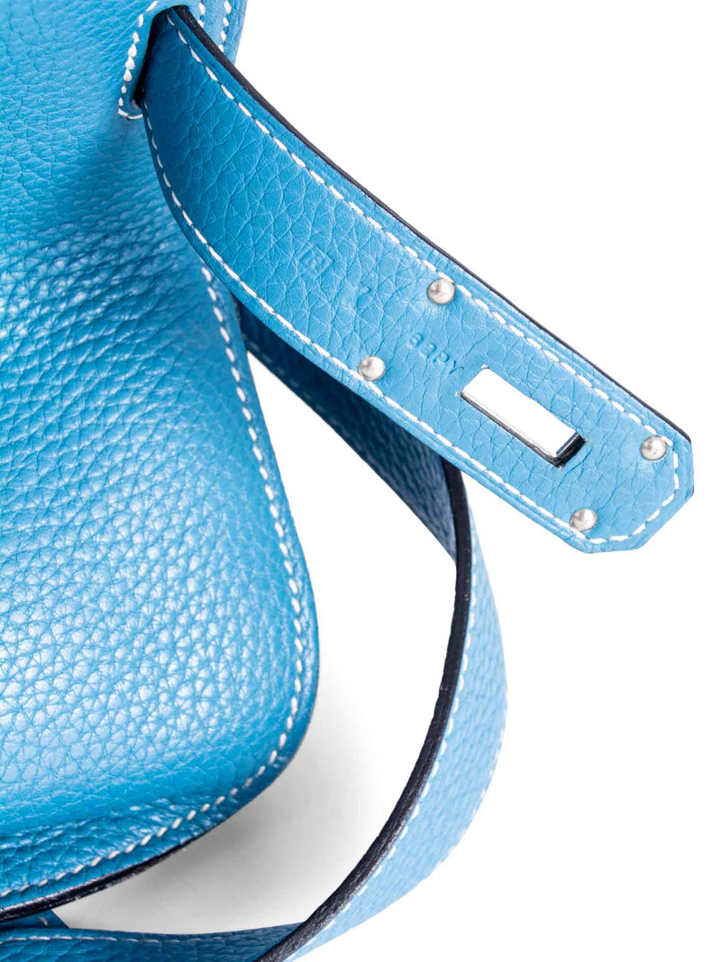 Hermes Clemence Leather Jypsiere Messenger Bag 31 Blue-designer resale