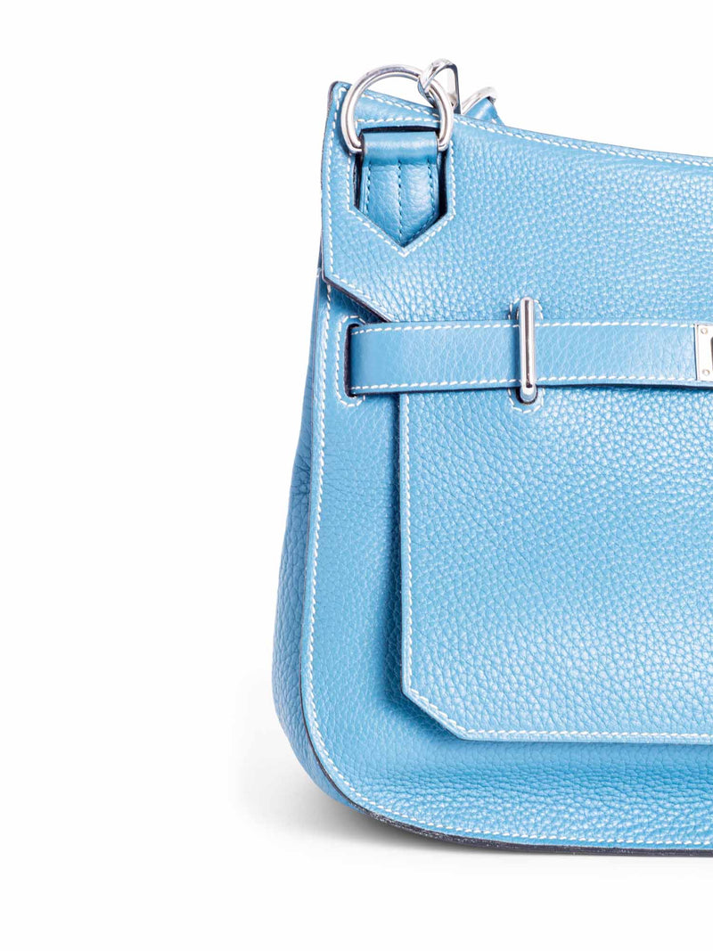 Hermes Clemence Leather Jypsiere Messenger Bag 31 Blue-designer resale