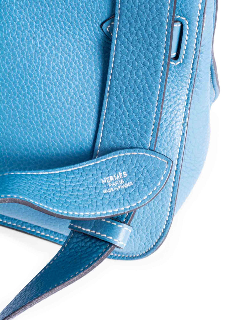 Hermes Clemence Leather Jypsiere Messenger Bag 31 Blue-designer resale