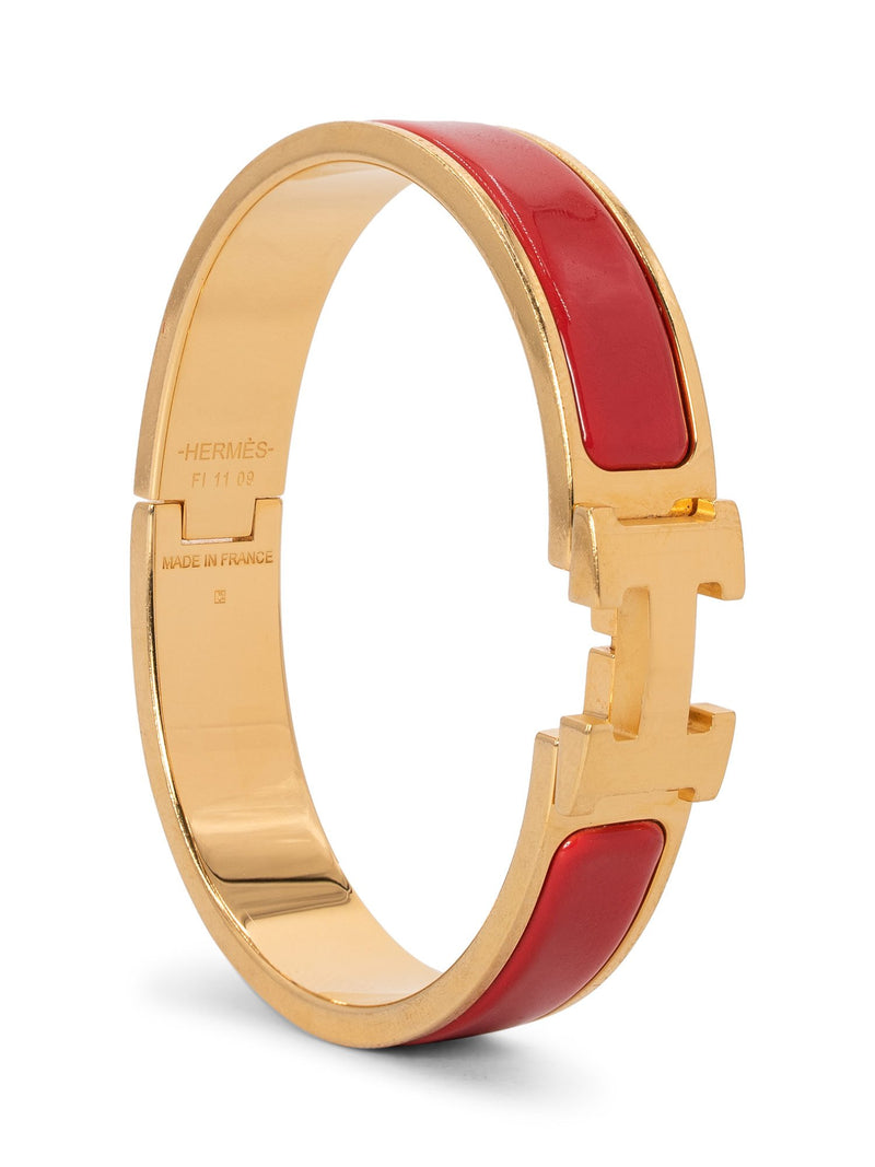 Hermes Enamel Narrow Clic Clac H Bracelet PM Red-designer resale