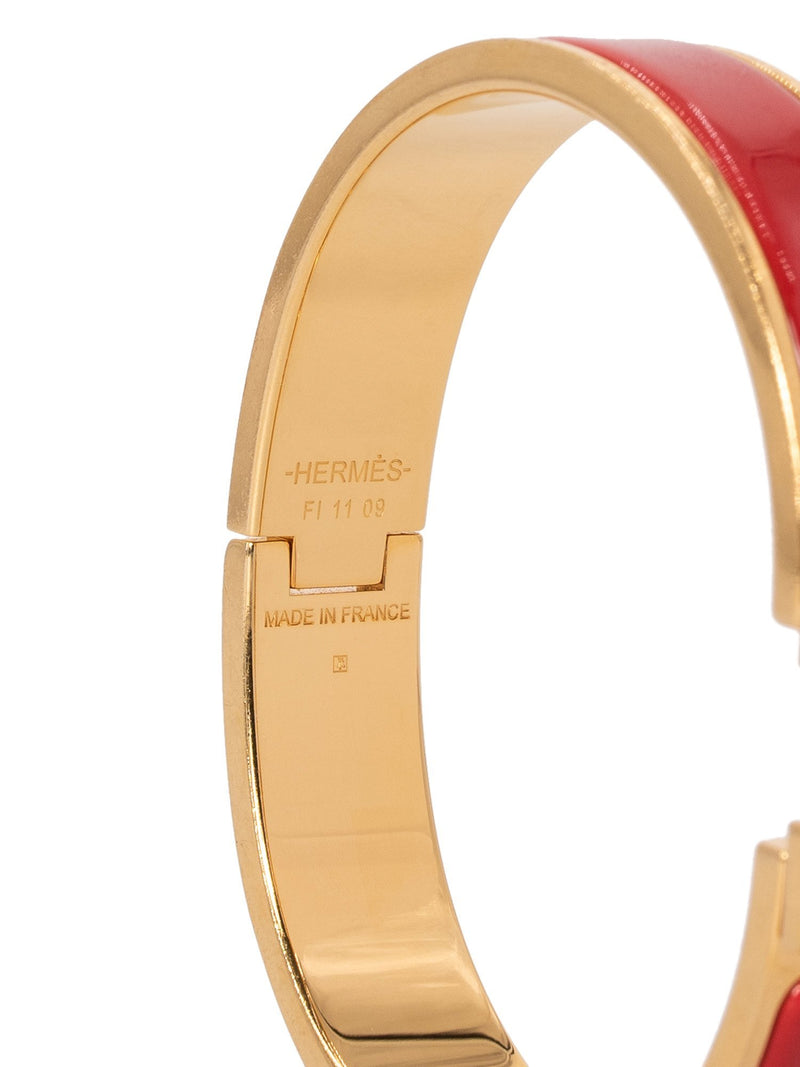 Hermes Enamel Narrow Clic Clac H Bracelet PM Red-designer resale