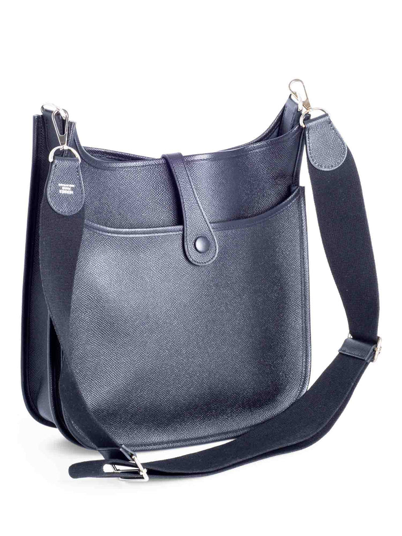 Hermes Epsom Leather Evelyne III MM Messenger Bag Black-designer resale