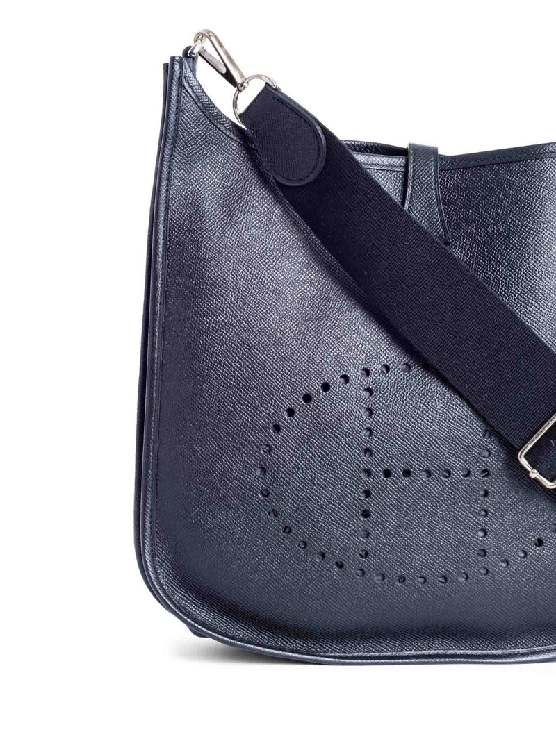 Hermes Epsom Leather Evelyne III MM Messenger Bag Black-designer resale