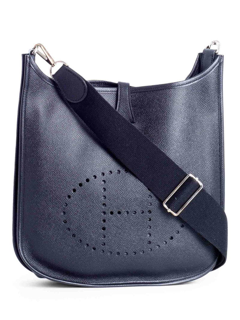 Hermes Epsom Leather Evelyne III MM Messenger Bag Black-designer resale