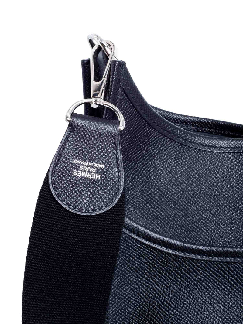 Hermes Epsom Leather Evelyne III MM Messenger Bag Black-designer resale