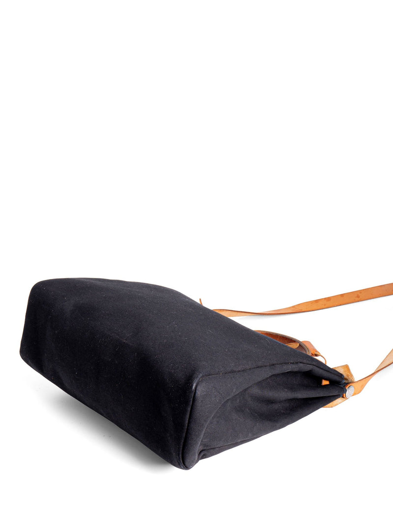 Hermes Leather Canvas Herbag Weekender 40 Black Beige-designer resale