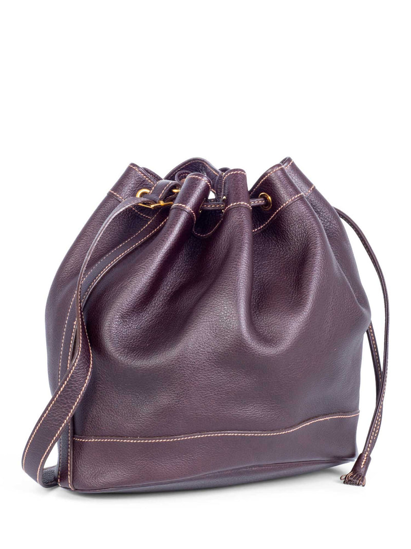 Hermes Leather Market Bucket Bag Brown-designer resale