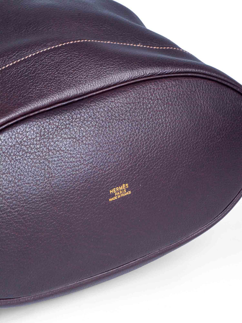 Hermes Leather Market Bucket Bag Brown-designer resale