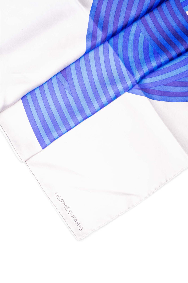 Hermes Maillons de Joel Stein Silk Scarf 90 Blue Grey-designer resale