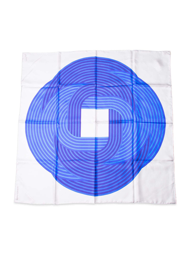 Hermes Maillons de Joel Stein Silk Scarf 90 Blue Grey-designer resale