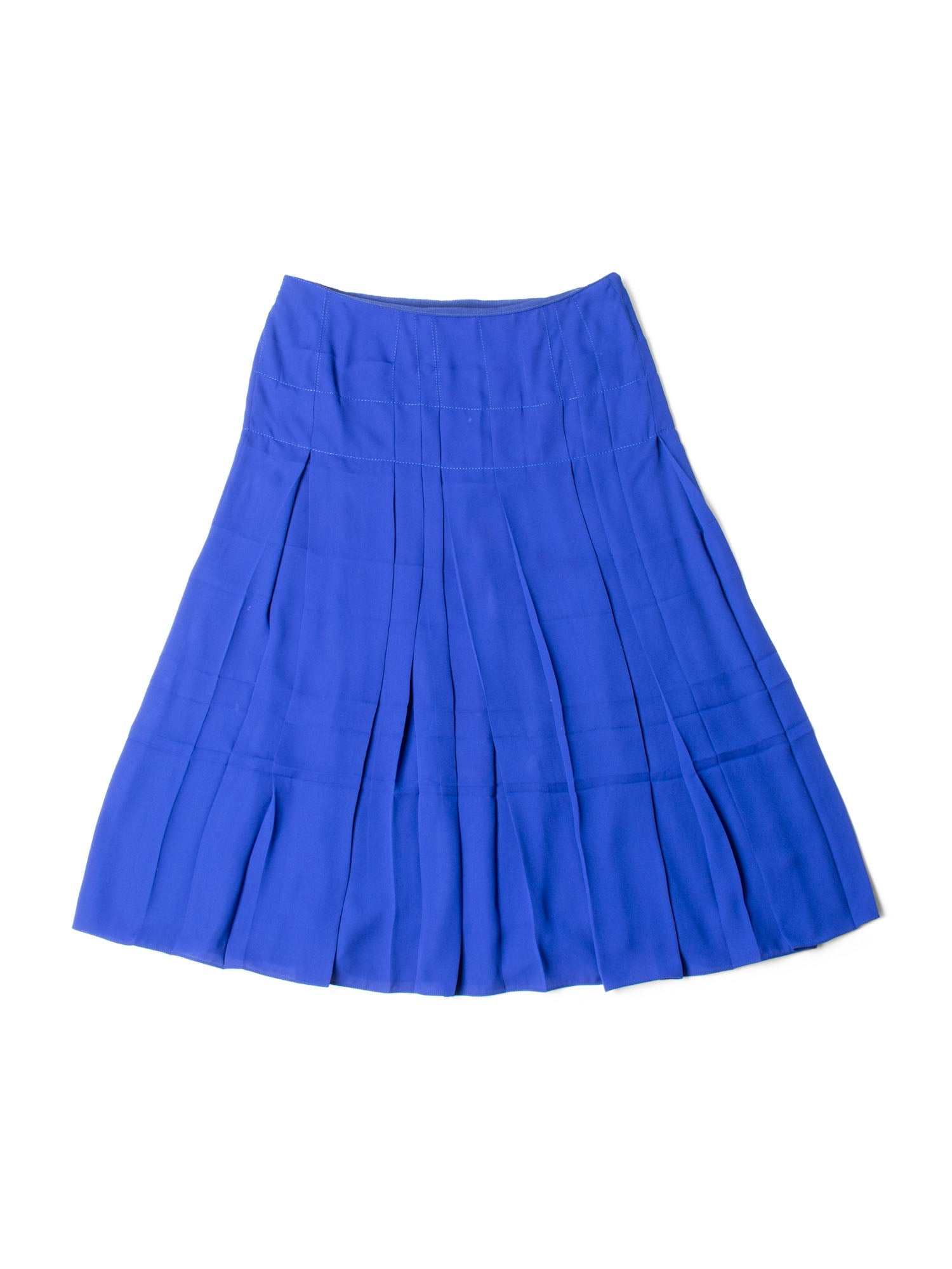Hermes Pleated A Line Skirt Royal Blue