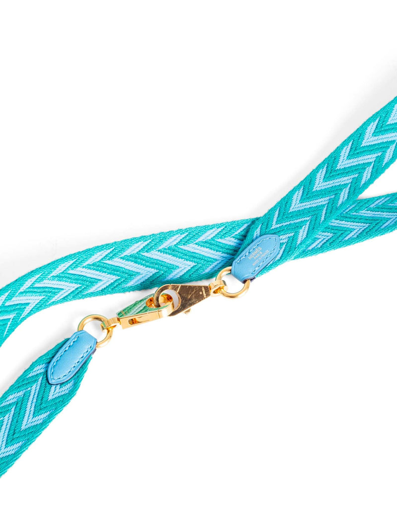 Hermes Sangle Zigzag Cavale Canvas Bag Strap 25 Blue Green-designer resale