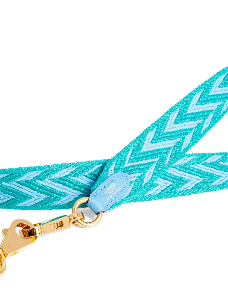 Hermes Sangle Zigzag Cavale Canvas Bag Strap 25 Blue Green-designer resale