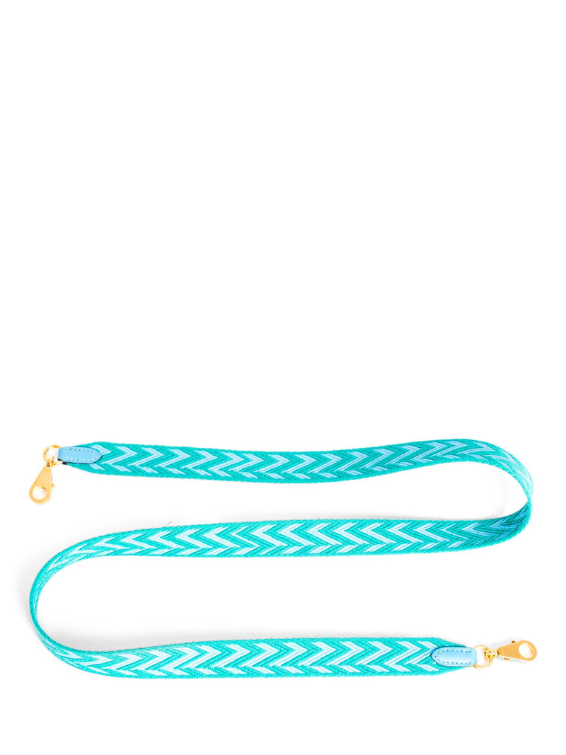 Hermes Sangle Zigzag Cavale Canvas Bag Strap 25 Blue Green-designer resale