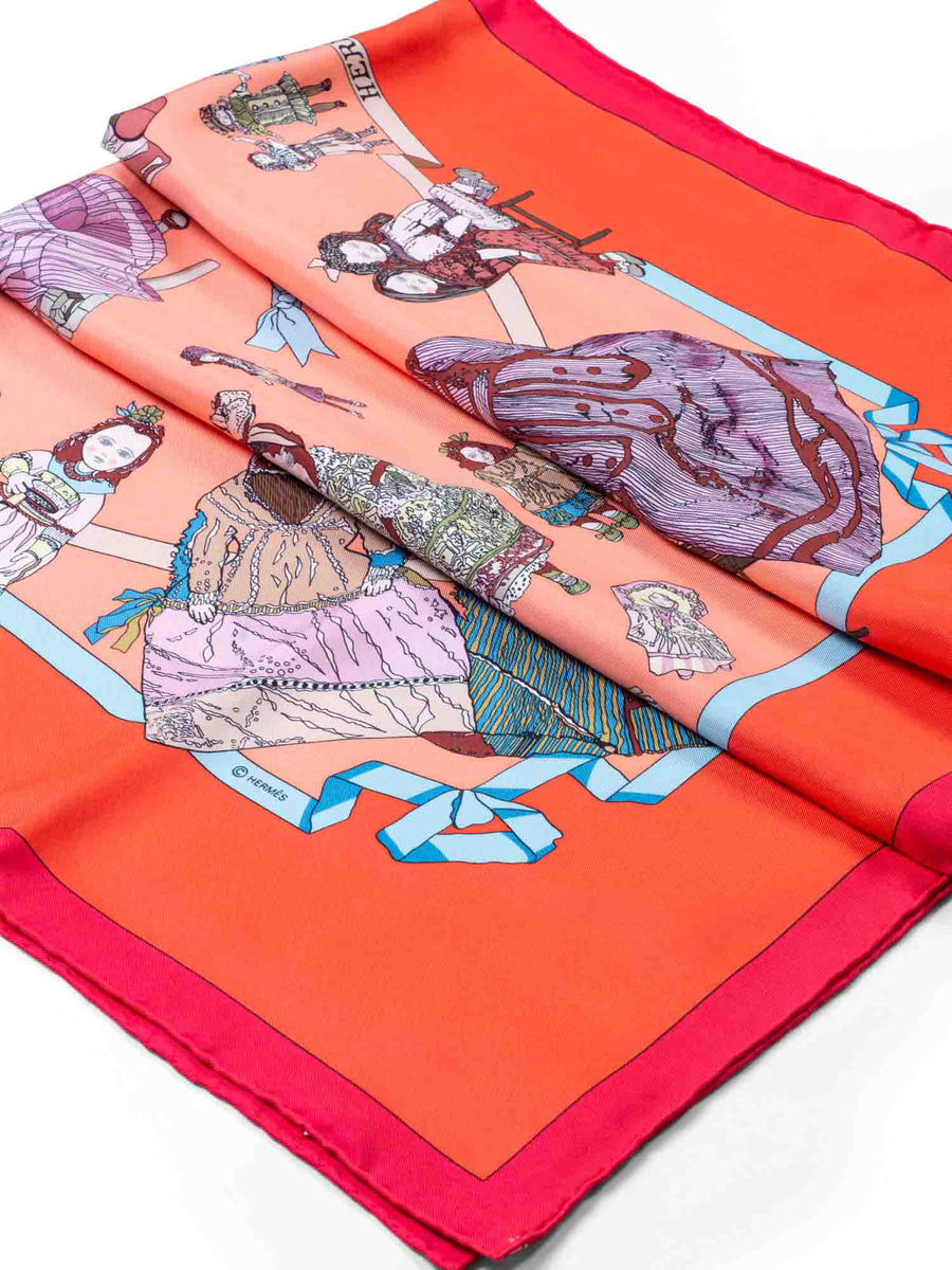 Étoile de Voyage 90 Square Scarf Orange Multicolor Silk Twill