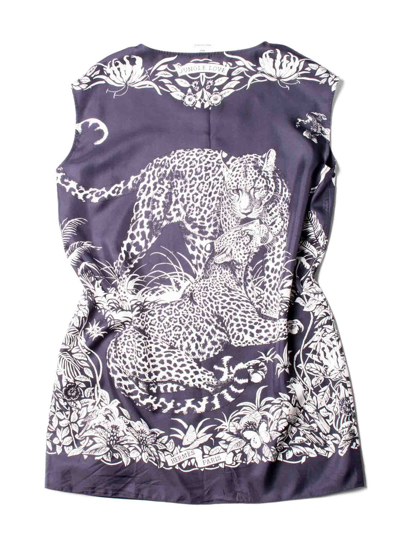 Hermes Silk Jungle Love Mini Dress Navy White-designer resale