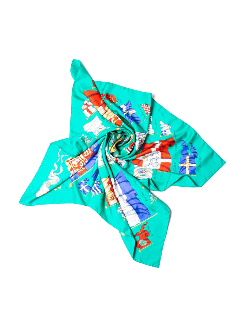 Hermes Silk Pavois Scarf 90 Green-designer resale