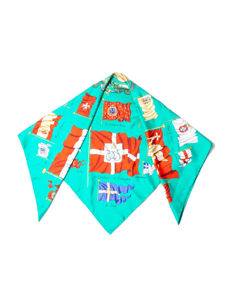 Hermes Silk Pavois Scarf 90 Green-designer resale