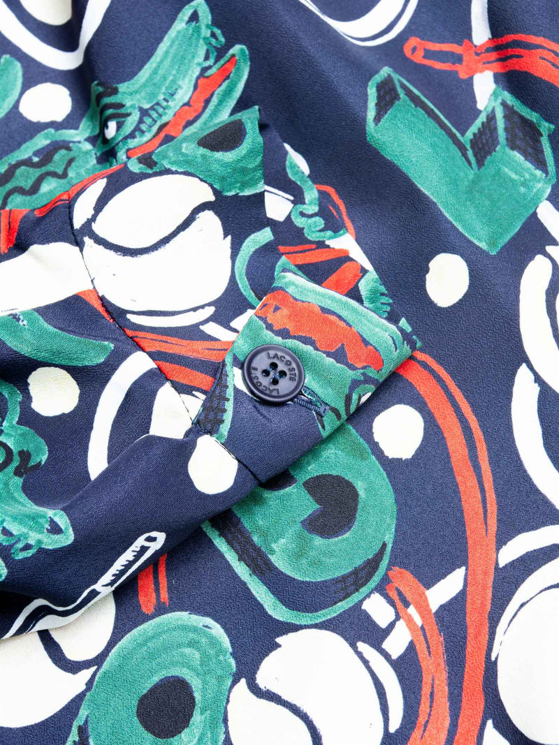 Lacoste Runway Crocodile Print Belted Maxi Dress Navy-designer resale