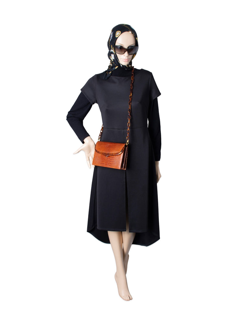 Lana Marks Shiny Crocodile Tortoiseshell Flap Messenger Bag Cognac-designer resale