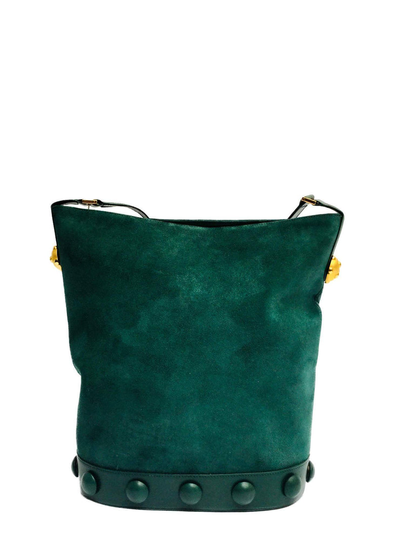 Lanvin Suede Leather Bucket Bag Green-designer resale