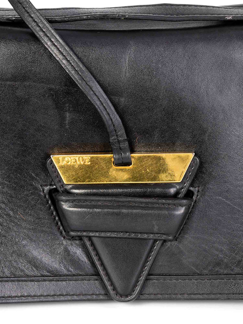 Loewe Leather Medium Barcelona Messenger Bag Black-designer resale