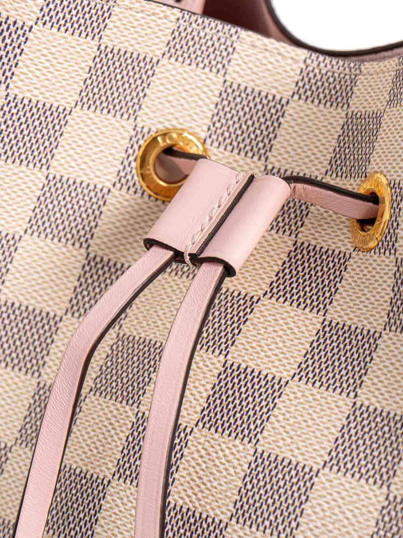 Louis Vuitton Damier Azur Bucket Messenger Bag White Pink-designer resale