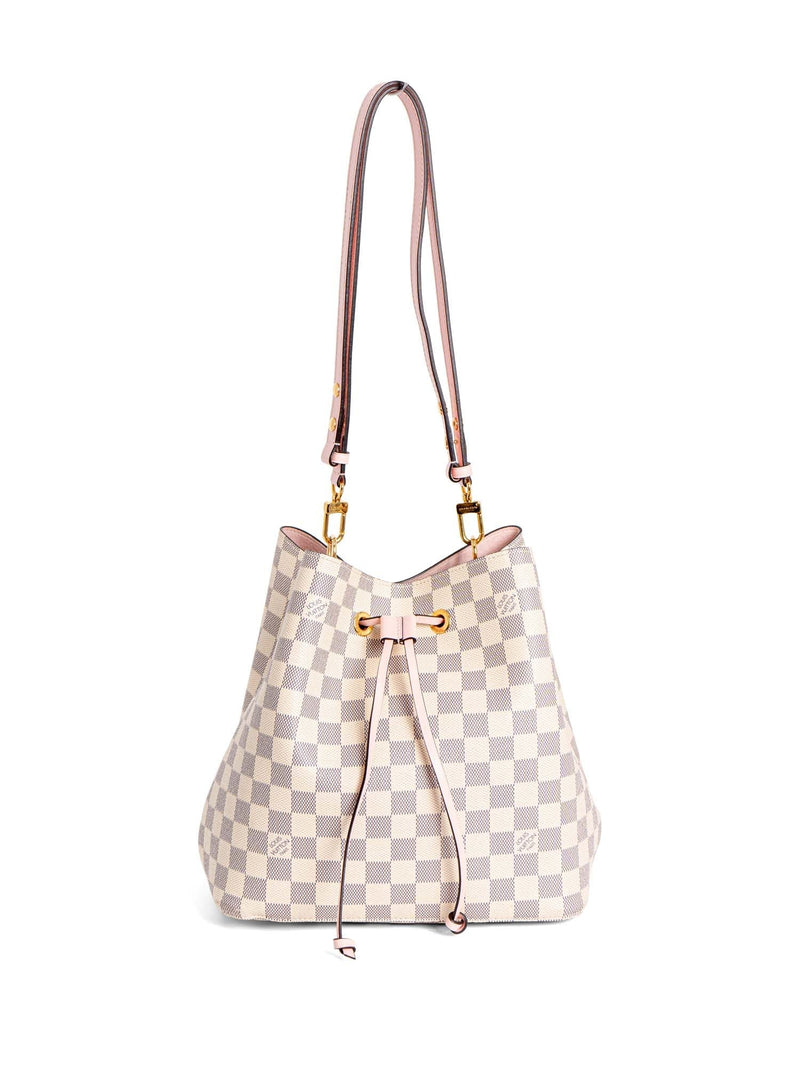Louis Vuitton Damier Azur Bucket Messenger Bag White Pink-designer resale