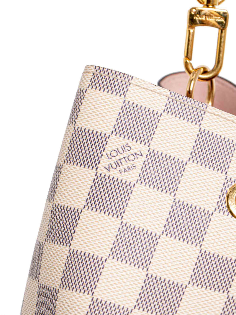 Louis Vuitton Damier Azur Bucket Messenger Bag White Pink-designer resale