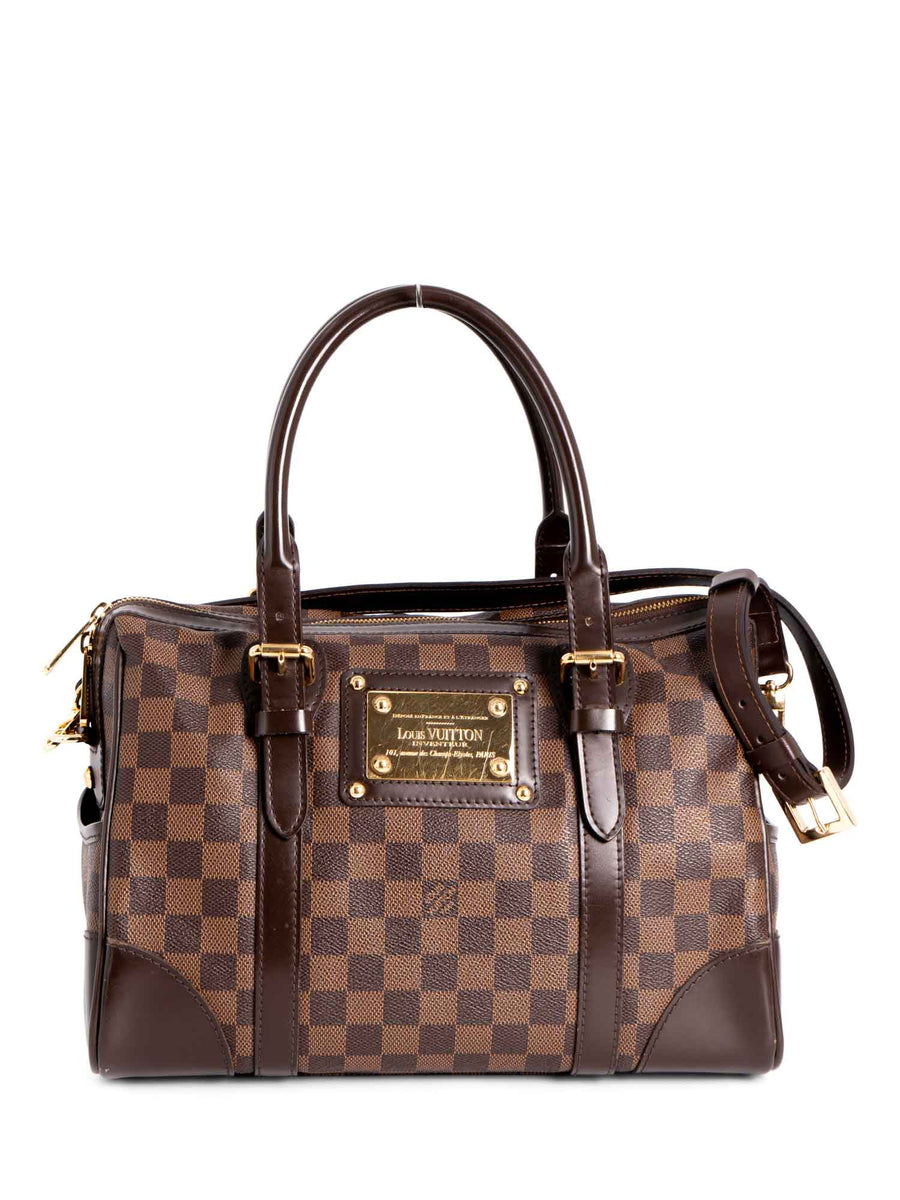 Louis Vuitton Damier Ebene Leather Berkeley Speedy Bag Brown