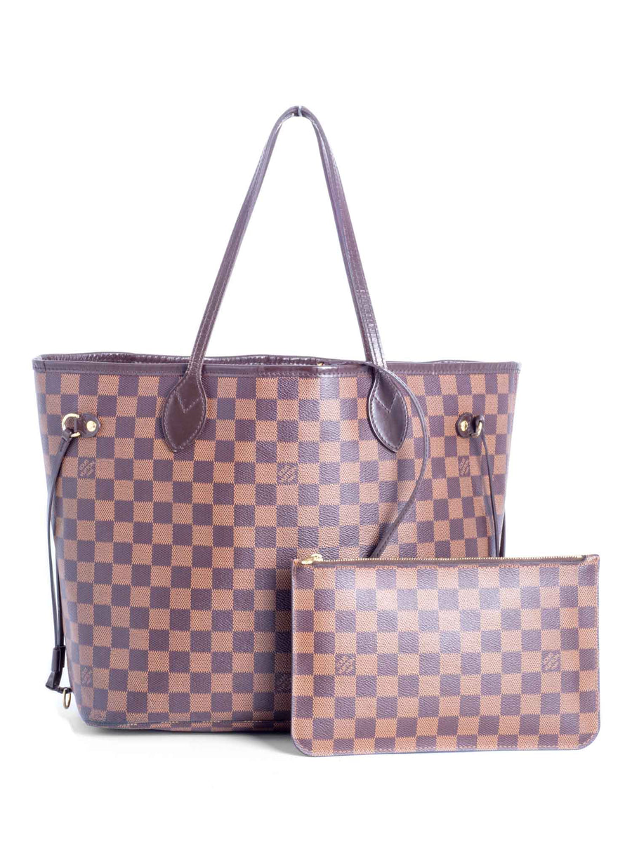 Neverfull leather handbag Louis Vuitton Brown in Leather - 23413017