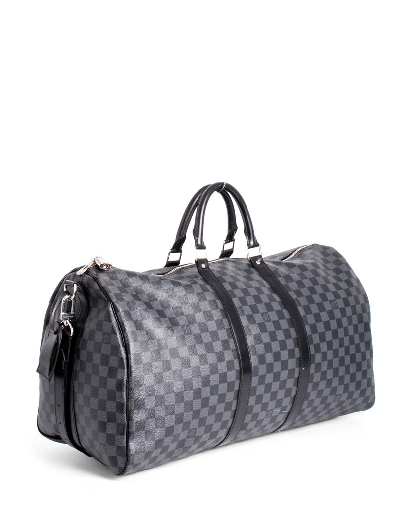 Louis Vuitton Damier Graphite Leather Keepall Bag 55 Black-designer resale
