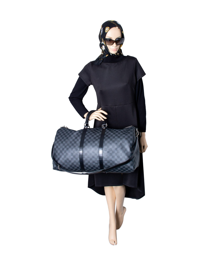Louis Vuitton Damier Graphite Leather Keepall Bag 55 Black-designer resale