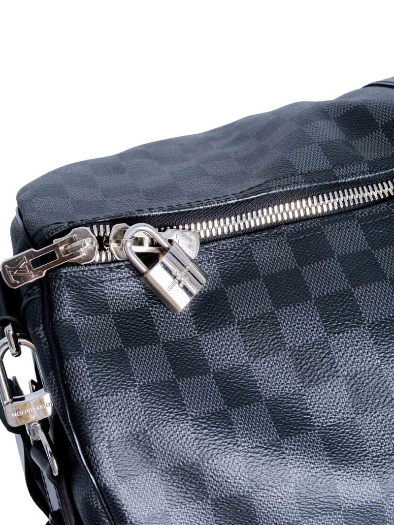 Louis Vuitton Damier Graphite Leather Keepall Bag 55 Black-designer resale