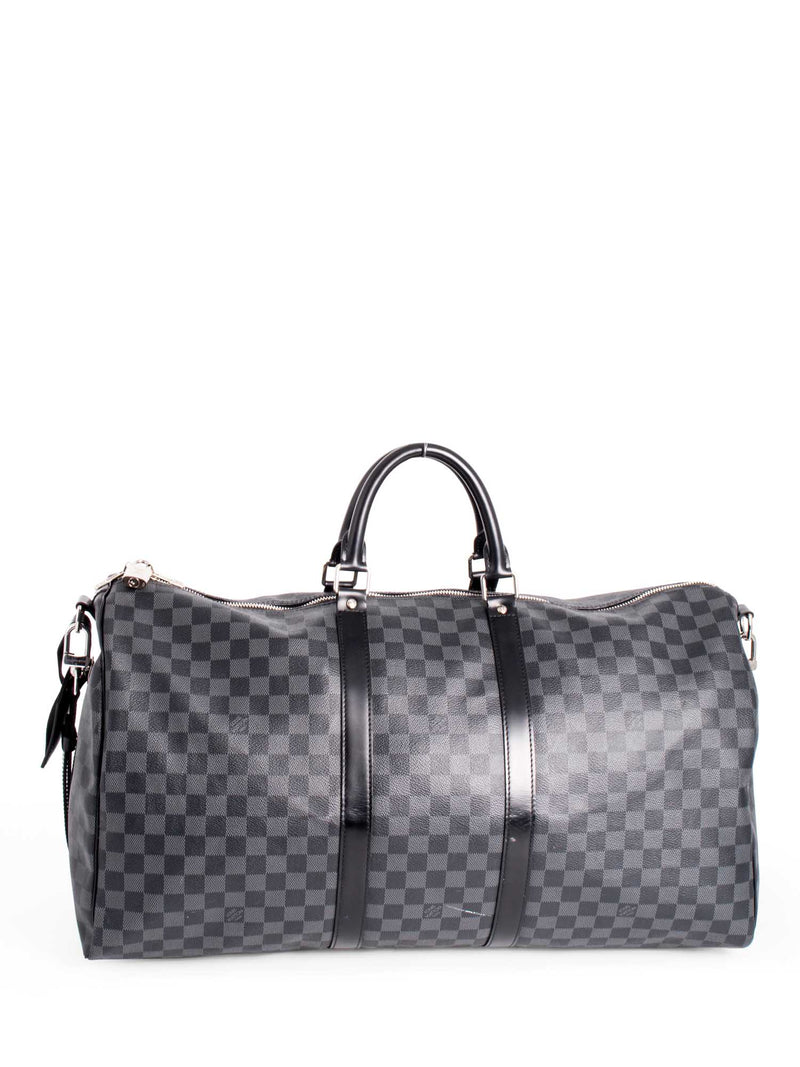 Louis Vuitton Damier Graphite Leather Keepall Bag 55 Black-designer resale