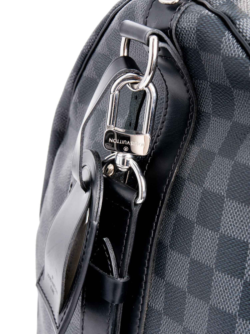 Louis Vuitton Damier Graphite Leather Keepall Bag 55 Black-designer resale