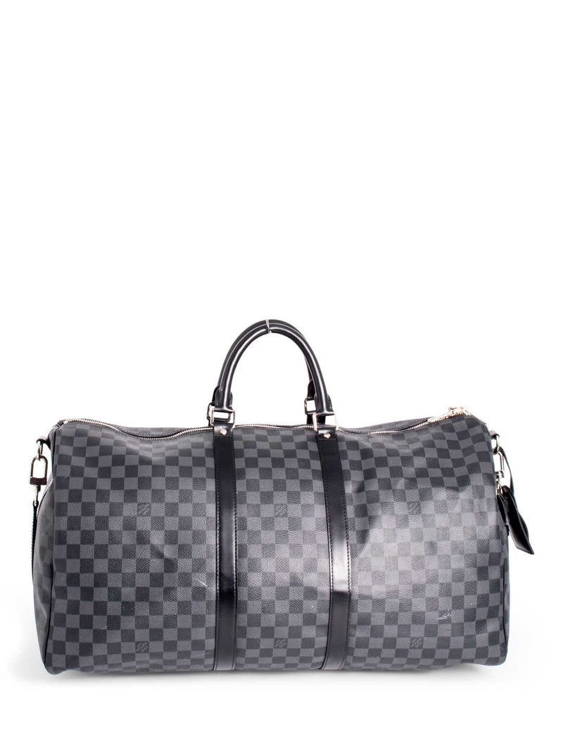 Louis Vuitton Damier Graphite Leather Keepall Bag 55 Black-designer resale
