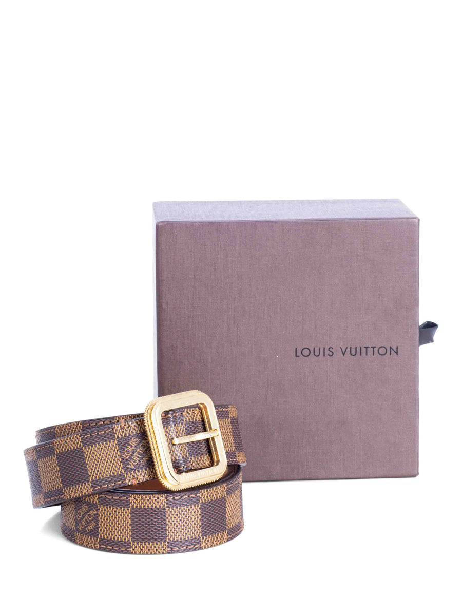 Louis Vuitton Demier Ebene Leather Belt Brown 95