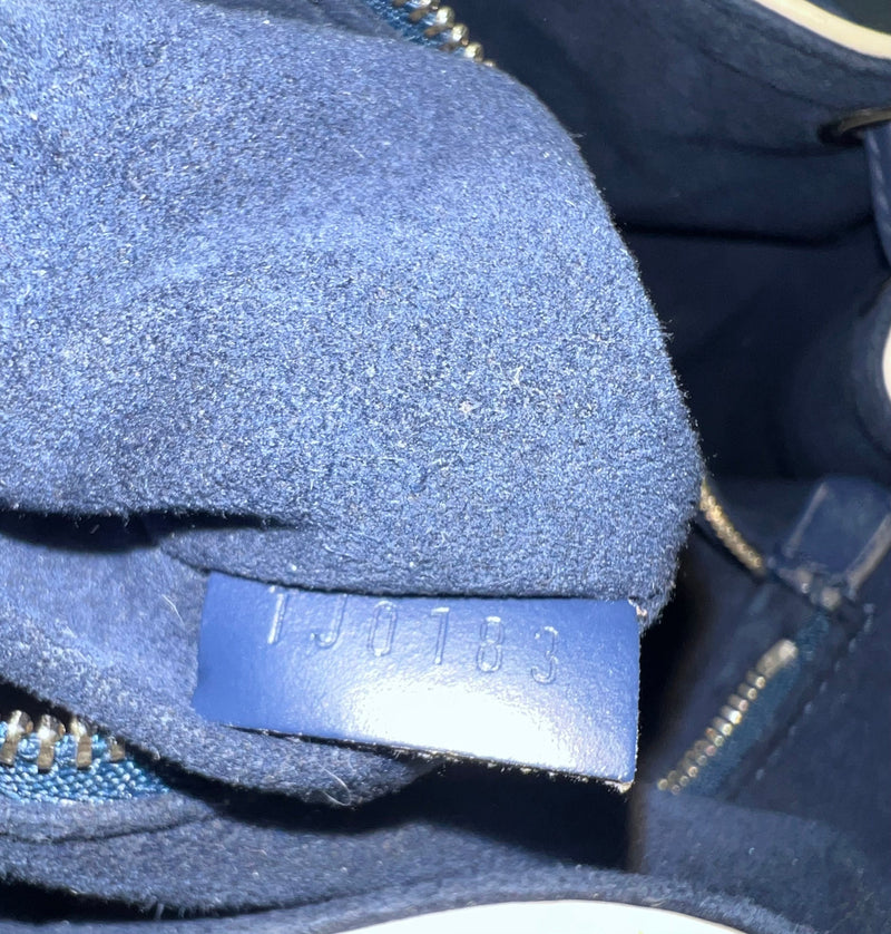 Louis Vuitton Epi Leather Bucket Bag Ivory Blue-designer resale