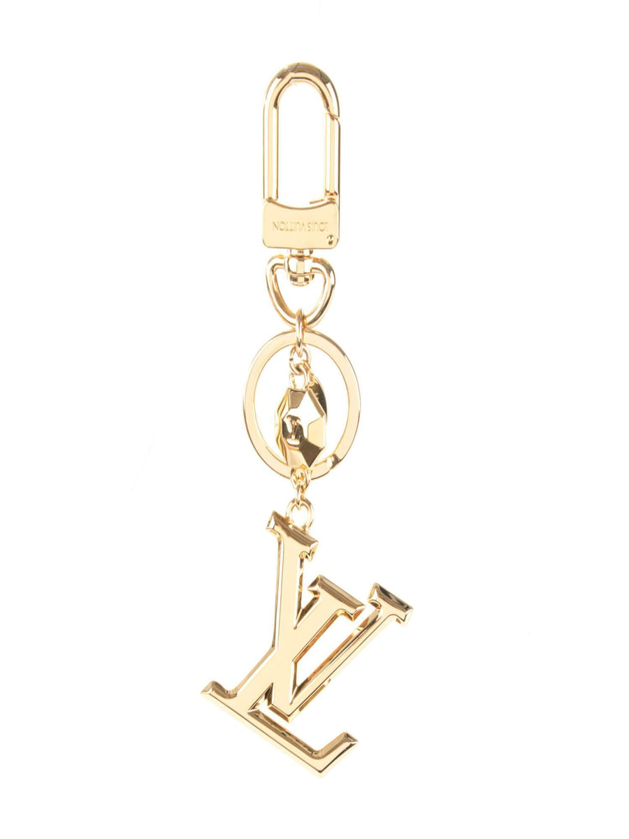 Louis Vuitton Facettes Bag Charm & Key Holder Gold Logo M65216 Made in Italy