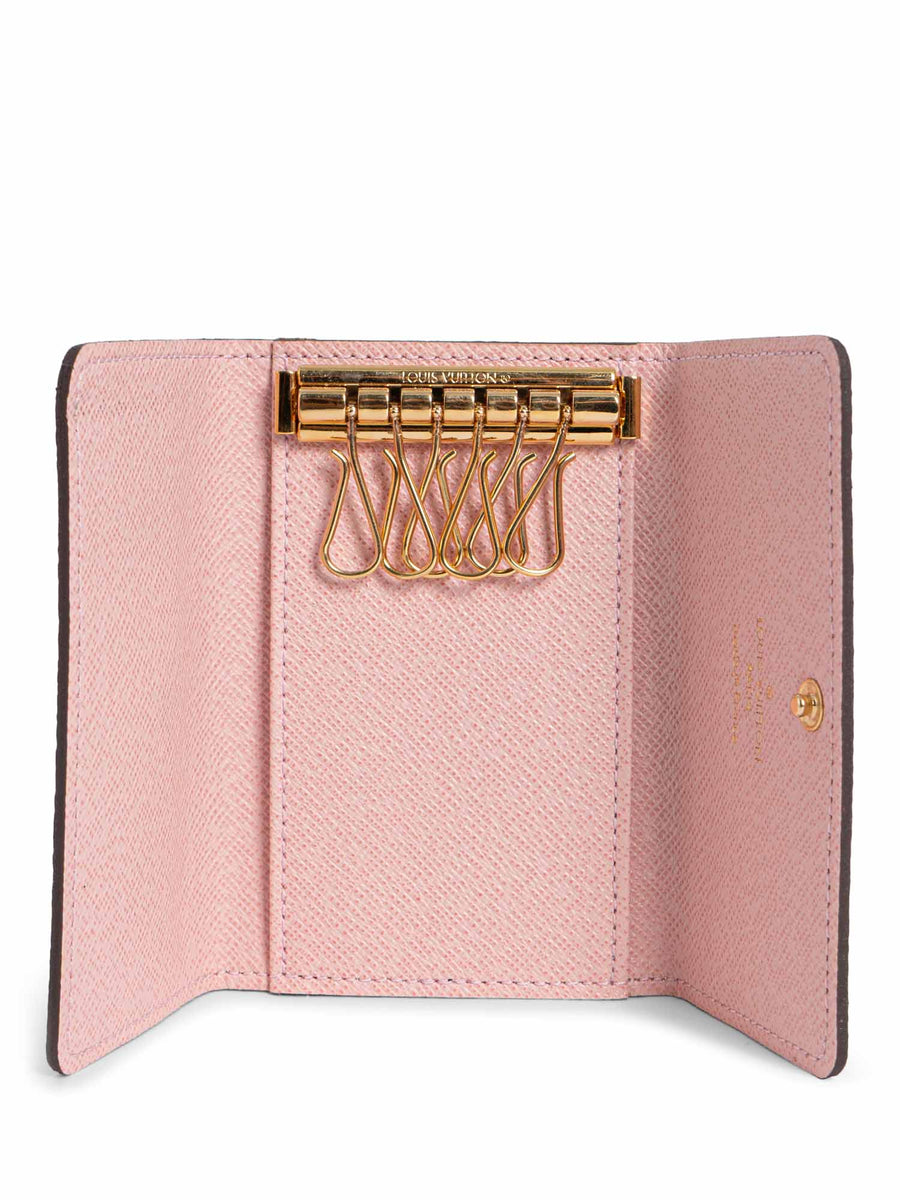 Louis Vuitton Leather Monogram Key Holder Brown Pink