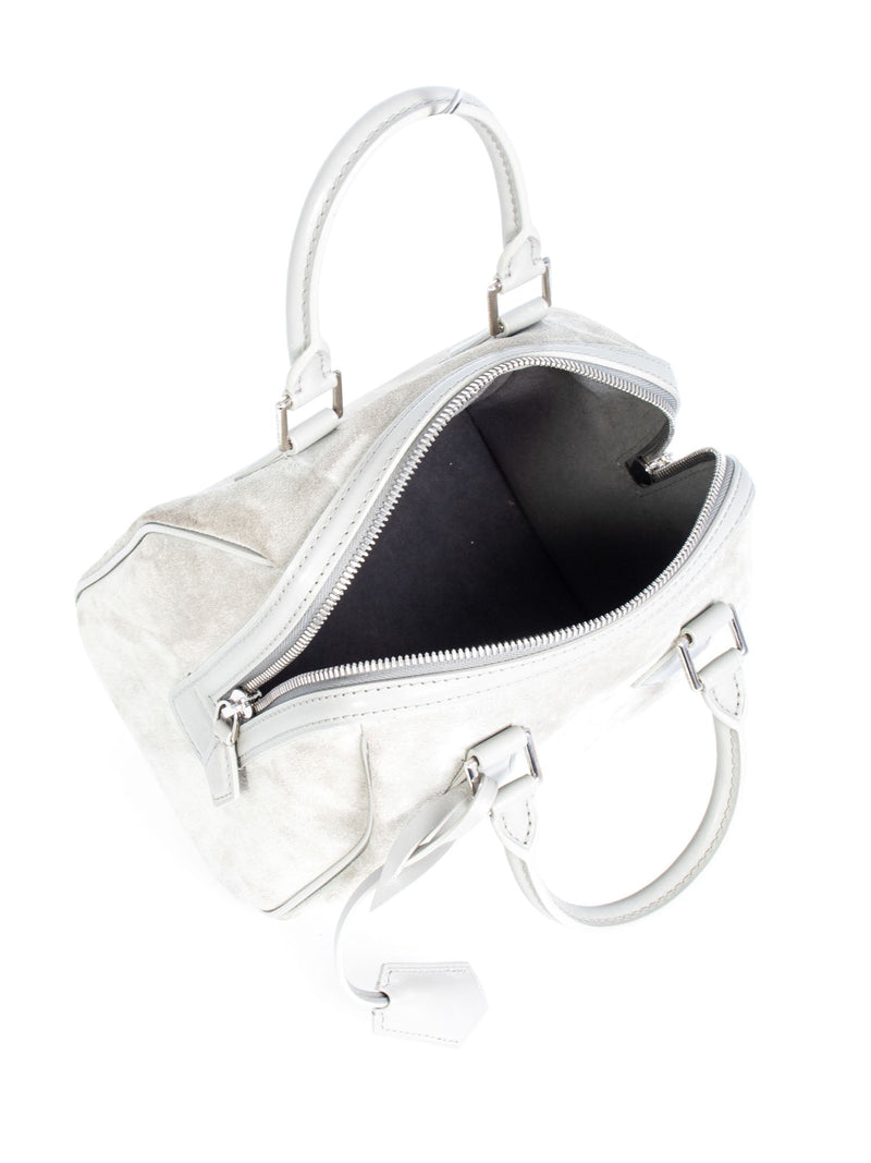 Louis Vuitton Logo Suede Leather Mini Speedy Bag Grey-designer resale