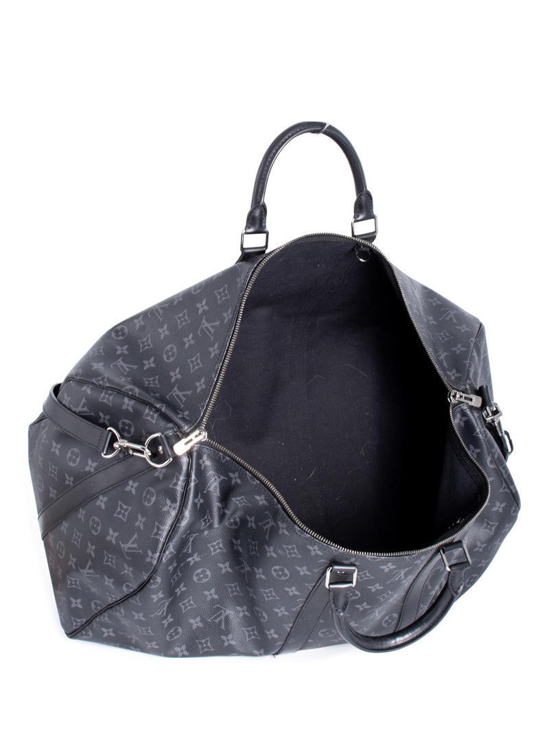 Louis Vuitton Monogram Leather Eclipse Keepall Bag 55 Black-designer resale