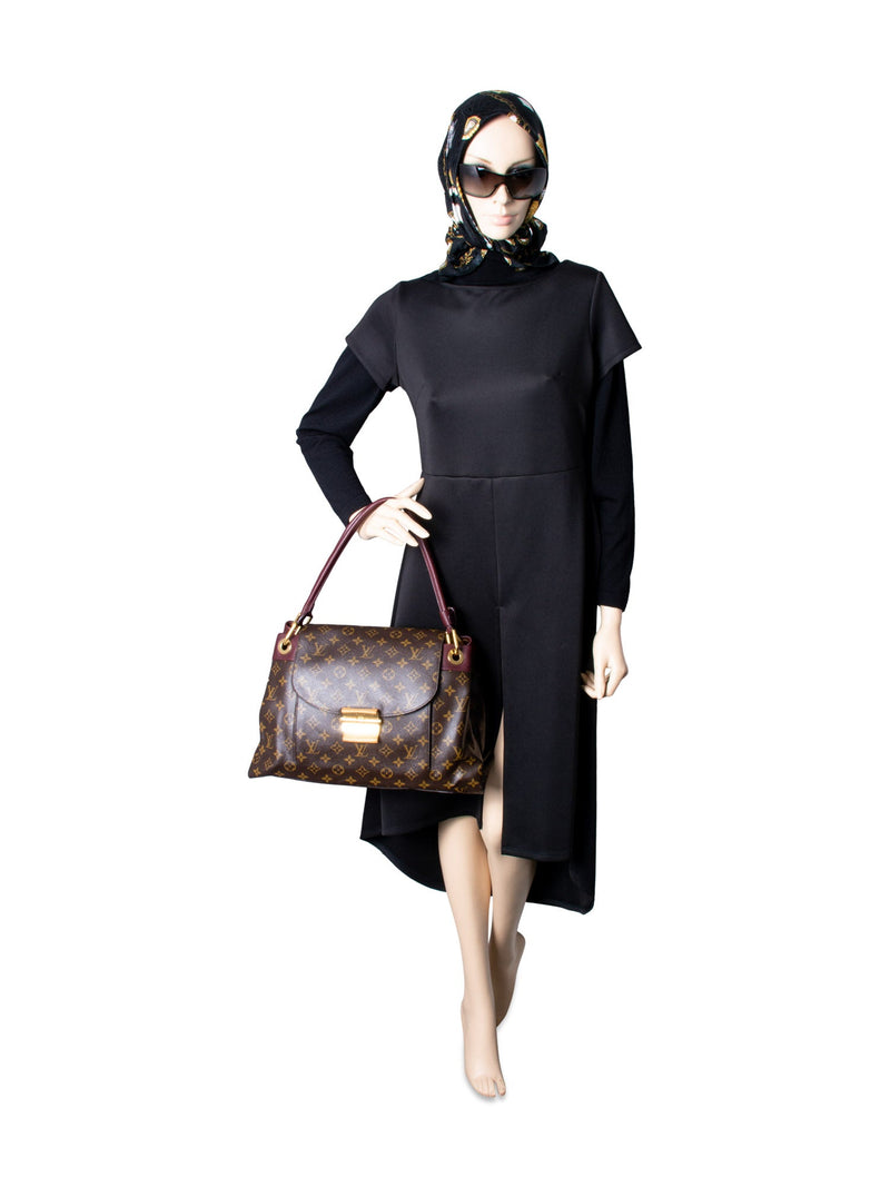Louis Vuitton Monogram Leather Olympe Aurore Bag Brown Burgundy-designer resale
