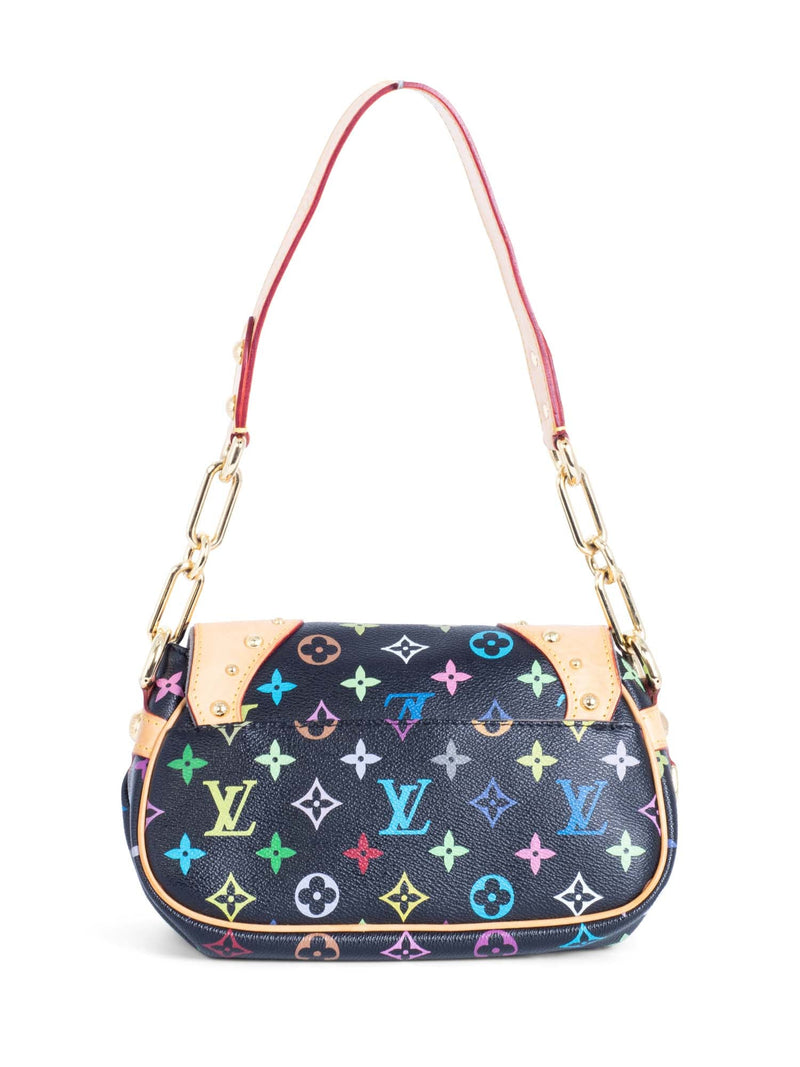 Louis Vuitton Monogram Multicolor Flap Shoulder Bag Black-designer resale