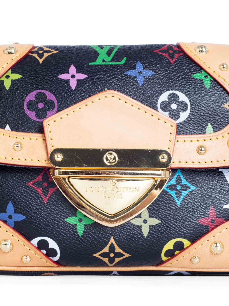 Louis Vuitton Monogram Multicolor Flap Shoulder Bag Black-designer resale