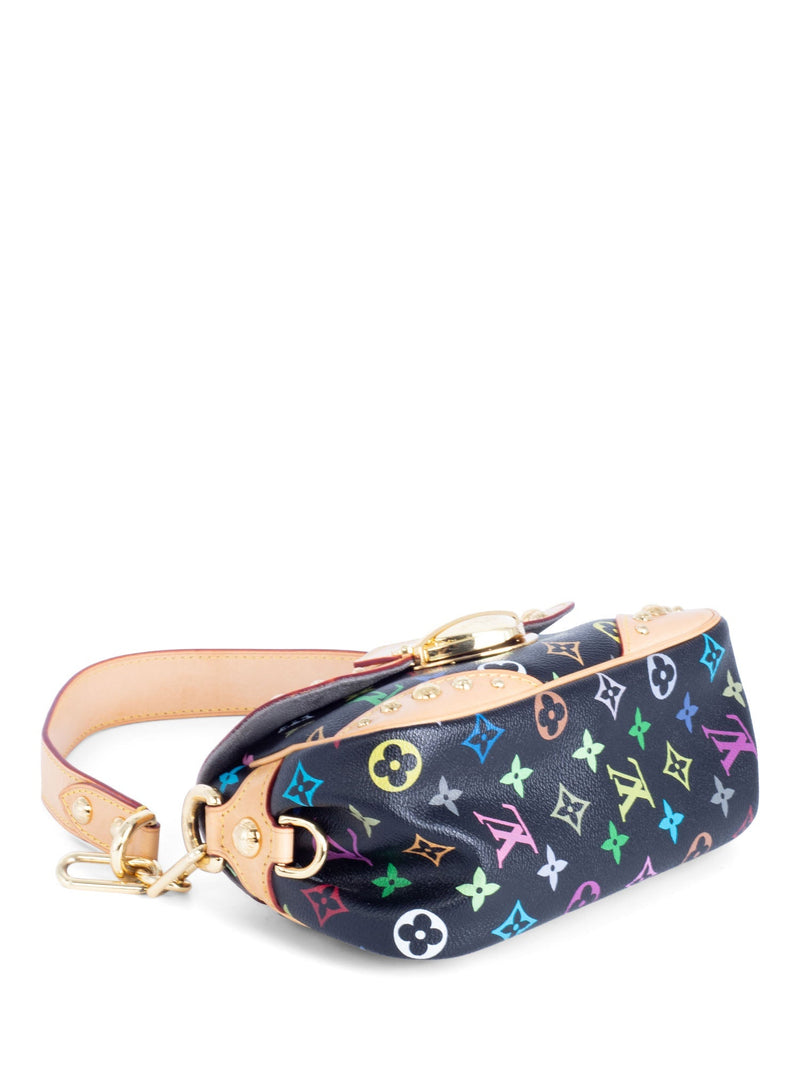 Louis Vuitton Monogram Multicolor Flap Shoulder Bag Black-designer resale