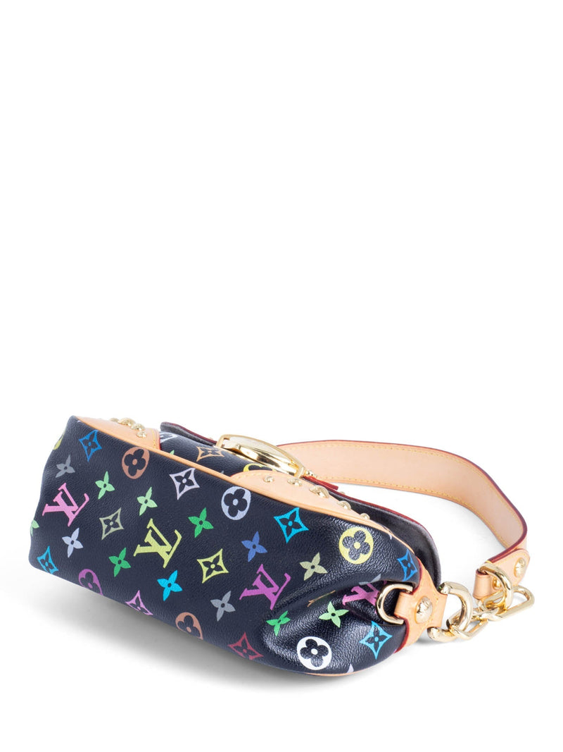 Louis Vuitton Monogram Multicolor Flap Shoulder Bag Black-designer resale