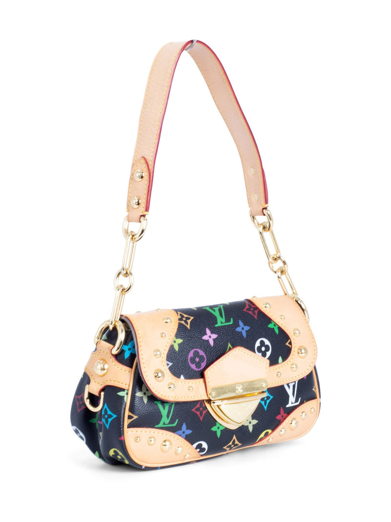 Louis Vuitton Monogram Multicolor Flap Shoulder Bag Black-designer resale